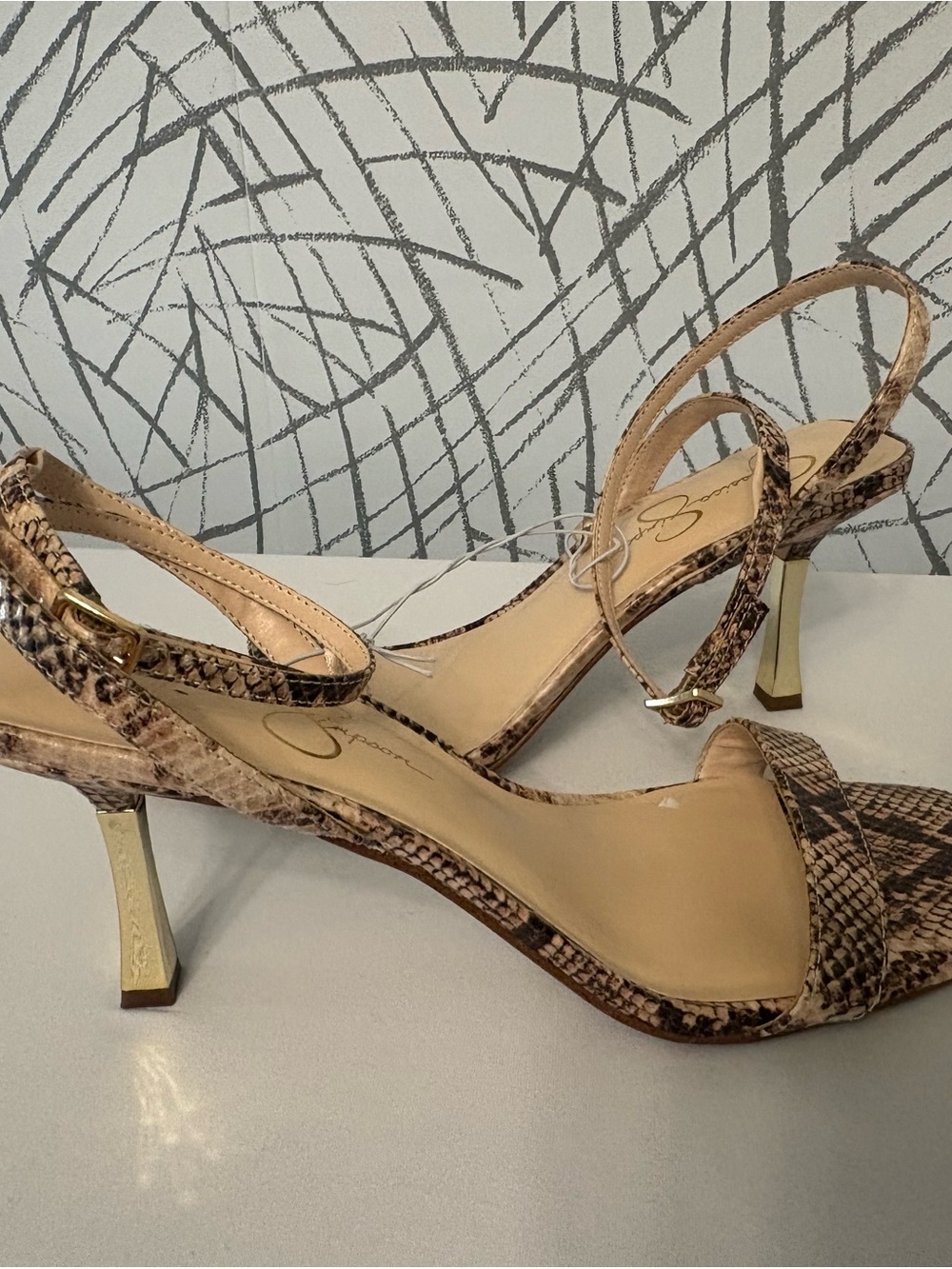 Jessica Simpson Neutral Snake-Print Ankle-Strap Sandals - Picture 5 of 10